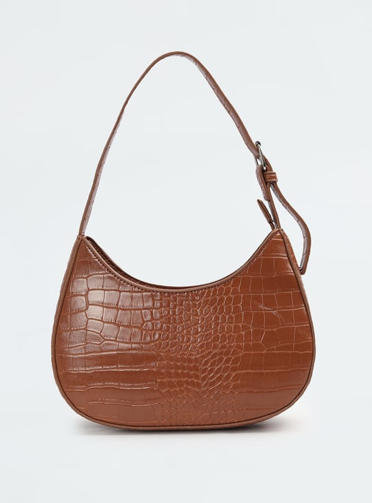 Women Croc Embossed Baguette Bag