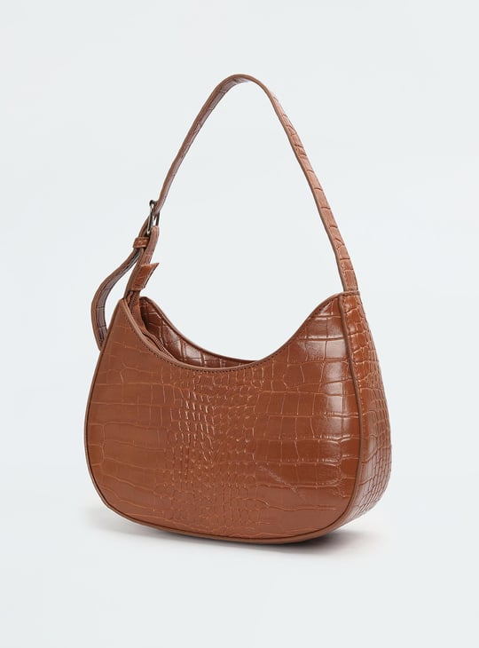 Women Croc Embossed Baguette Bag