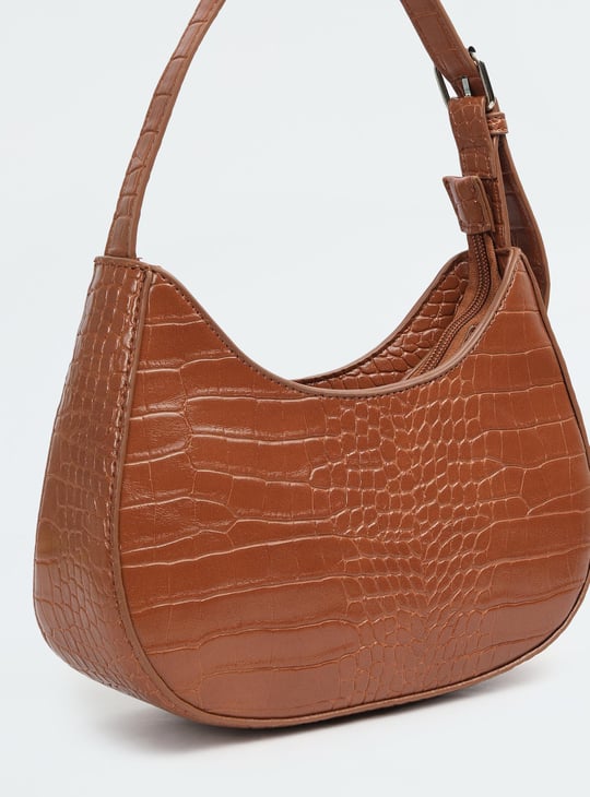 Women Croc Embossed Baguette Bag