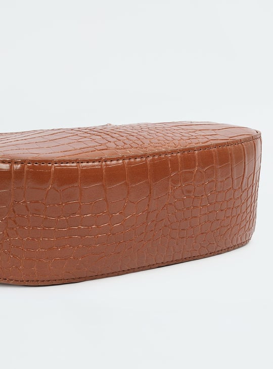 Women Croc Embossed Baguette Bag