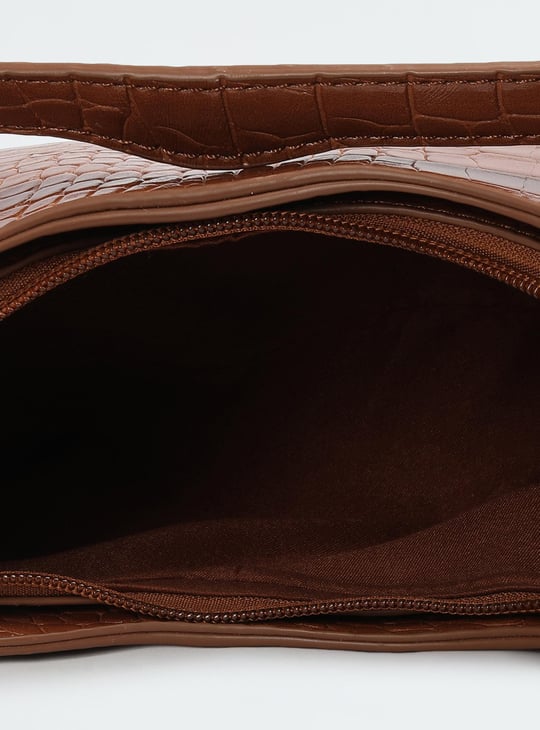 Women Croc Embossed Baguette Bag