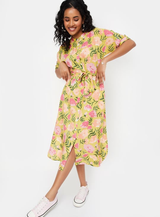 Women Floral Printed Midi Dress Printed