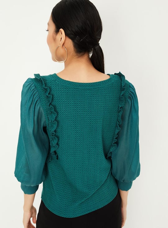 Women Textured Ruffle Detailed Top