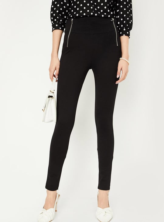 Women Solid Slim Fit Treggings Solid