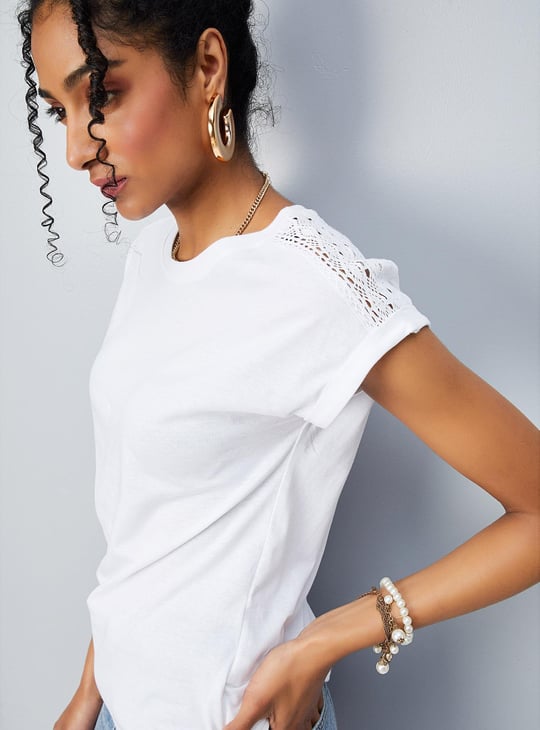 Women Lace Panelled T-shirt