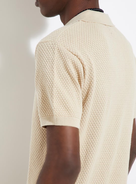 URB_N Men Slim Fit Flat Knit Polo T-shirt