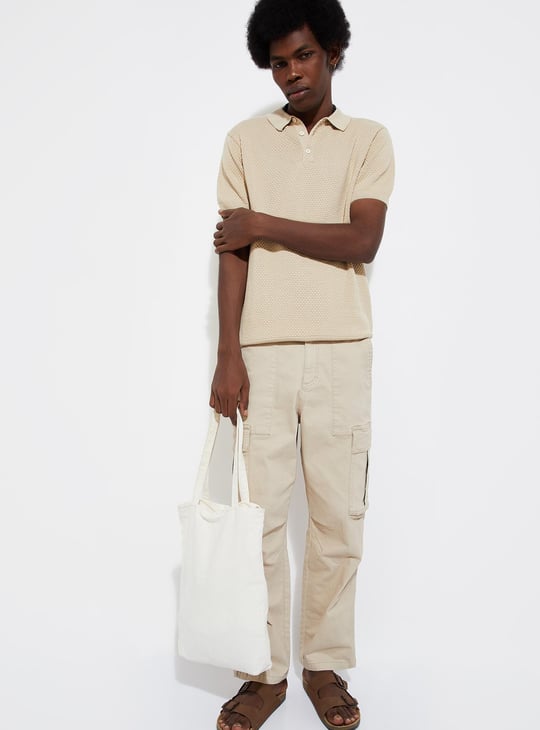 URB_N Men Slim Fit Flat Knit Polo T-shirt