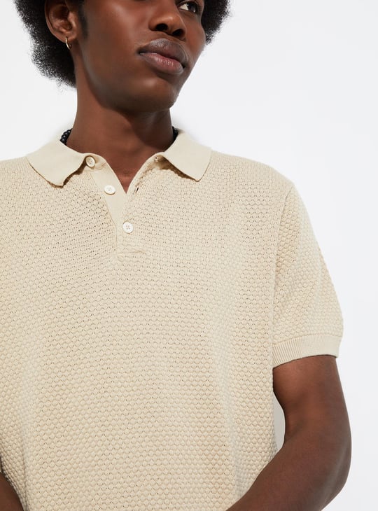 URB_N Men Slim Fit Flat Knit Polo T-shirt
