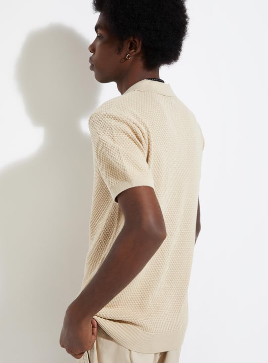 URB_N Men Slim Fit Flat Knit Polo T-shirt
