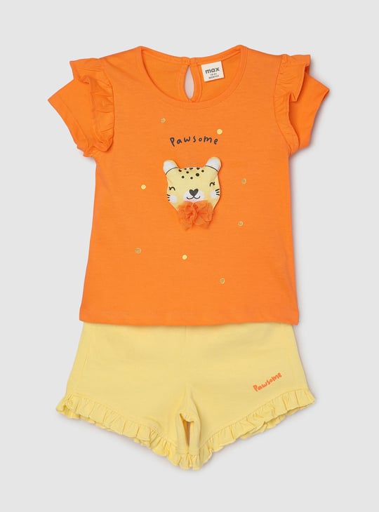 Girls Printed Sleepwear Shorts Set