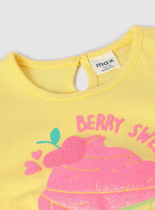 Girls Graphic Printed Tie-Up T-shirt