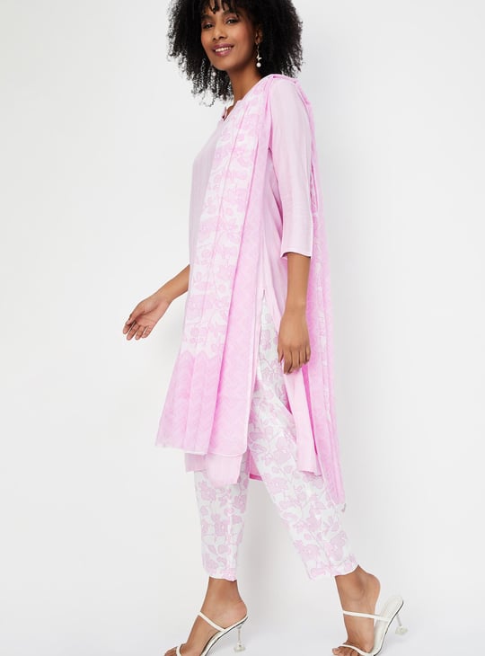 Women Printed Kurta with Dupatta and Straight Pants