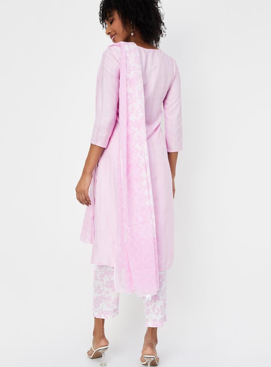 Women Printed Kurta with Dupatta and Straight Pants