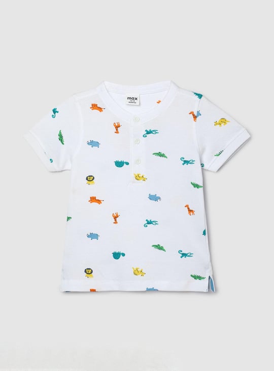 Boys Printed Henley Neck T-shirt