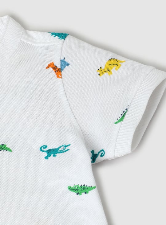 Boys Printed Henley Neck T-shirt