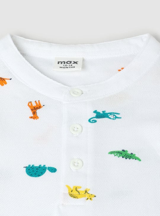 Boys Printed Henley Neck T-shirt
