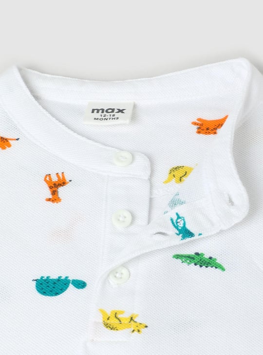 Boys Printed Henley Neck T-shirt