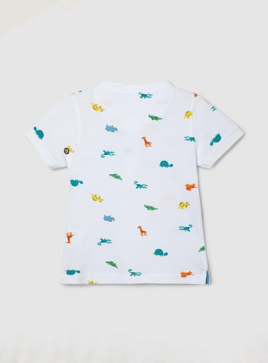 Boys Printed Henley Neck T-shirt