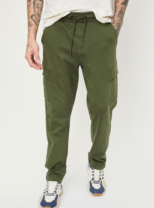 Men Solid Cargo Track Pants