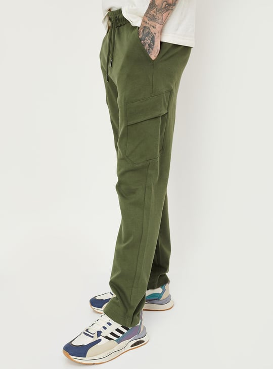 Men Solid Cargo Track Pants