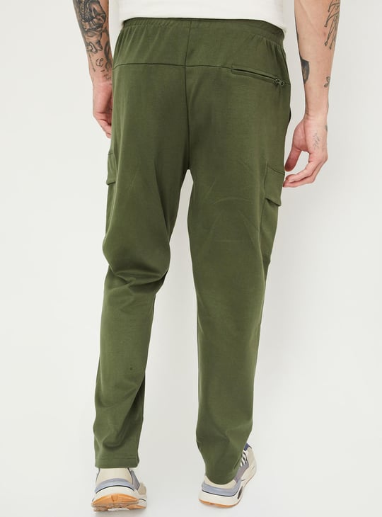 Men Solid Cargo Track Pants