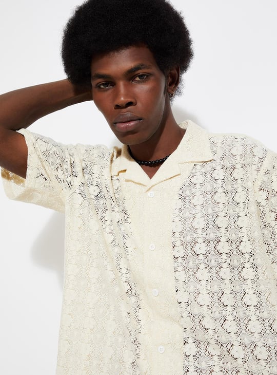 トップス 50s Vintage lace up wool pullover shirt 1000013270760-Beige-OFFWHITE-