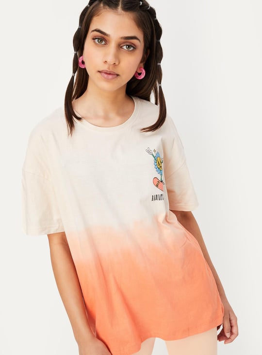 Girls Oversized Back Printed T-shirt