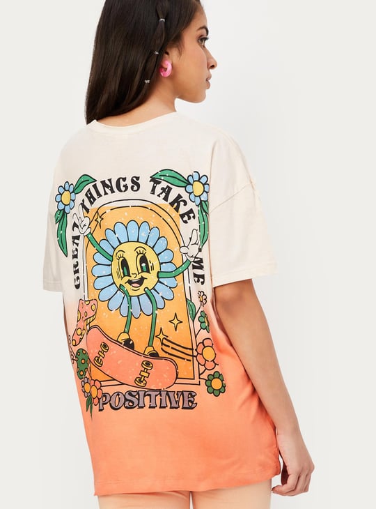 Girls Oversized Back Printed T-shirt