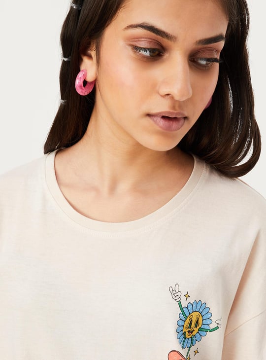 Girls Oversized Back Printed T-shirt