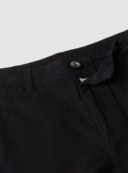 Girls Solid High Waist Cargos