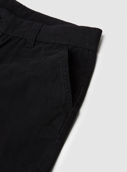 Girls Solid High Waist Cargos