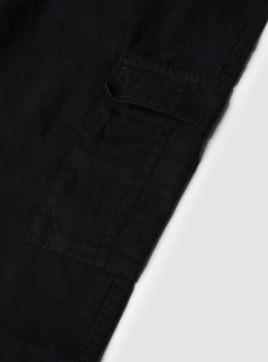 Girls Solid High Waist Cargos