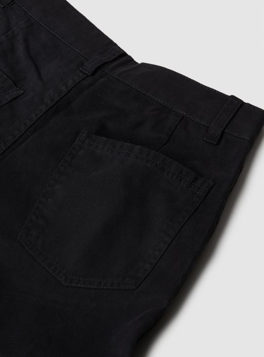 Girls Solid High Waist Cargos