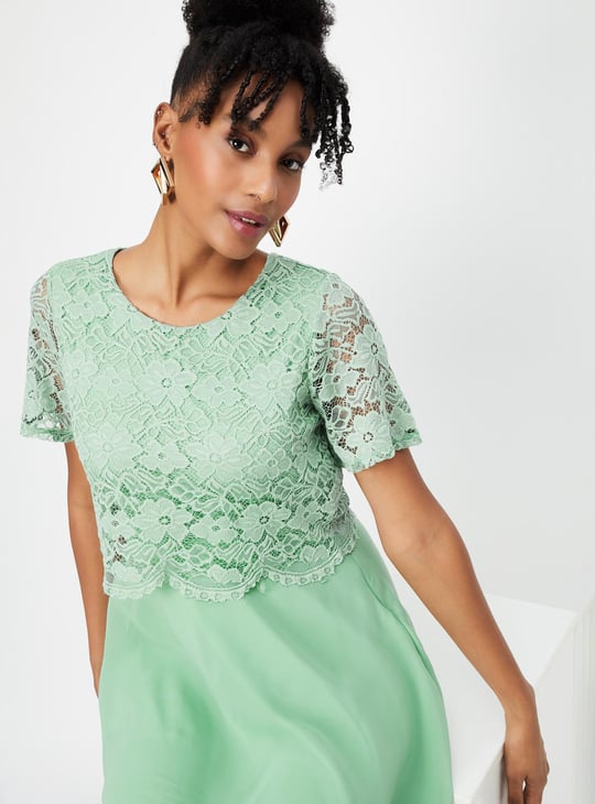 Women Schiffli A-Line Mini Dress