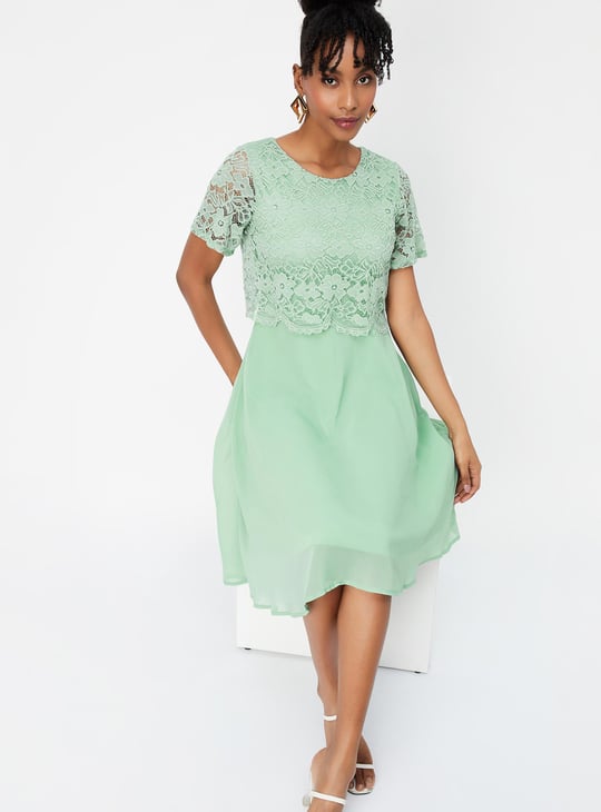 Women Schiffli A-Line Mini Dress