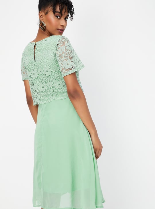 Women Schiffli A-Line Mini Dress