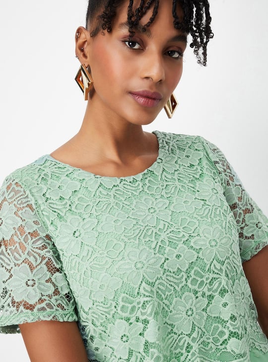 Women Schiffli A-Line Mini Dress