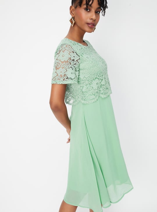 Women Schiffli A-Line Mini Dress