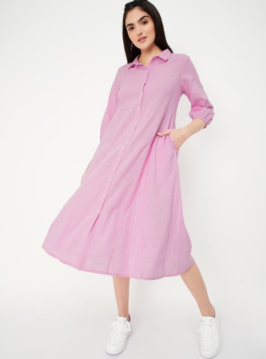 Women Solid Shirt Dress