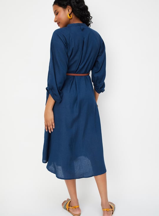 Women Volume Sleeve Belted Dress