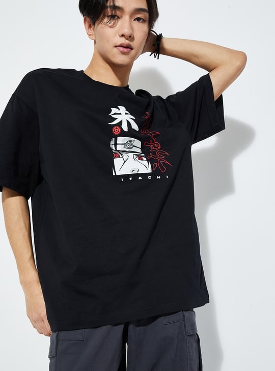 URB_N Men Oversized Naruto Back Print T-shirt