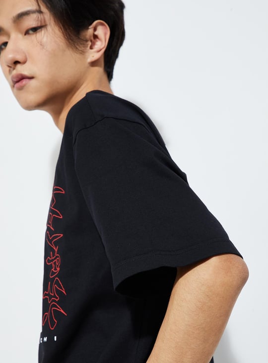 URB_N Men Oversized Naruto Back Print T-shirt