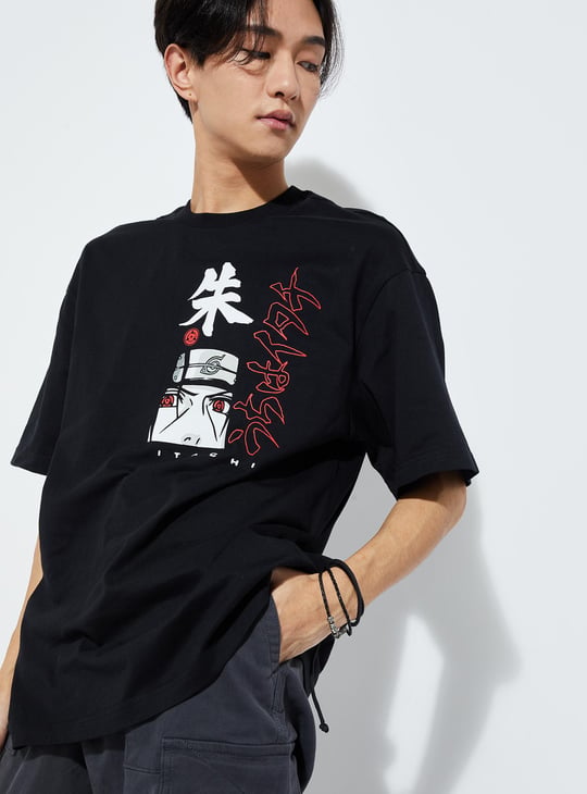 URB_N Men Oversized Naruto Back Print T-shirt