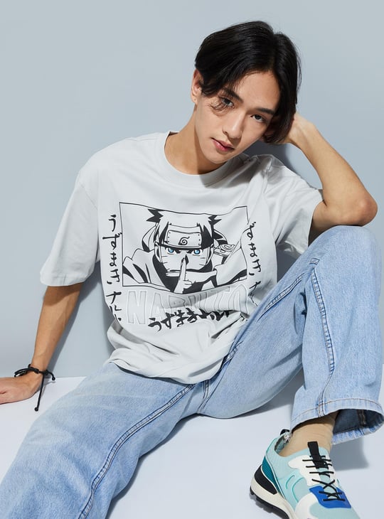 URB_N Men Oversized Naruto Printed T-shirt