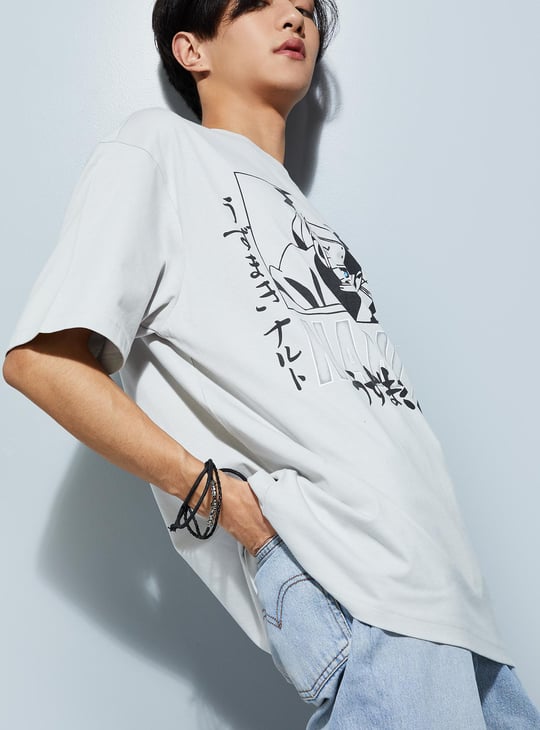 URB_N Men Oversized Naruto Printed T-shirt
