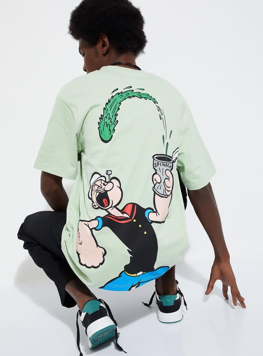 URB_N Men Popeye Print Oversized T-shirt - Main Image