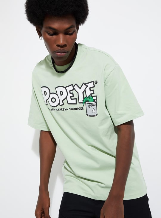 URB_N Men Popeye Print Oversized T-shirt