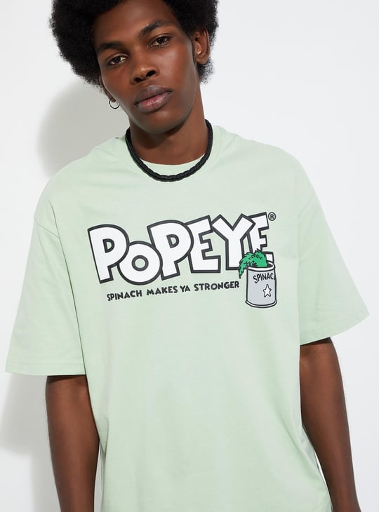URB_N Men Popeye Print Oversized T-shirt