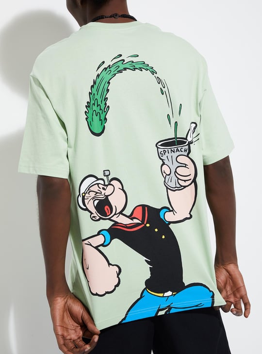 URB_N Men Popeye Print Oversized T-shirt