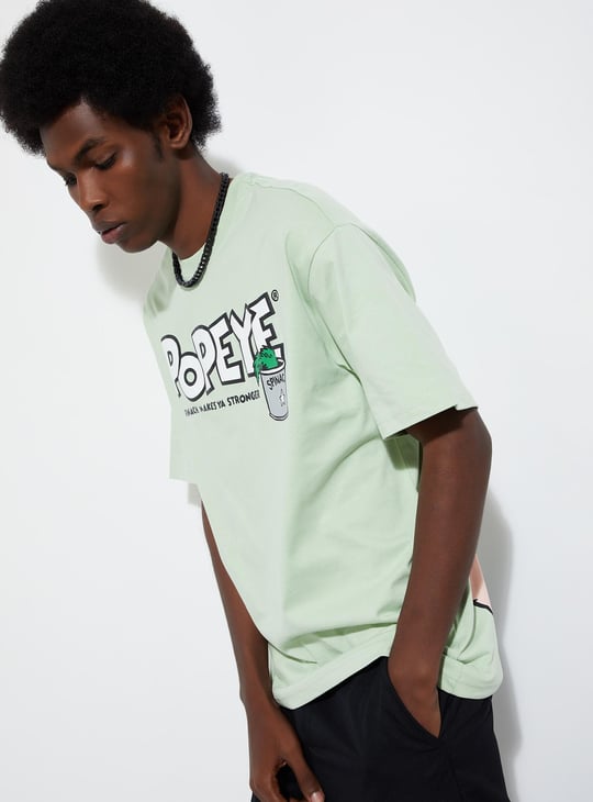 URB_N Men Popeye Print Oversized T-shirt